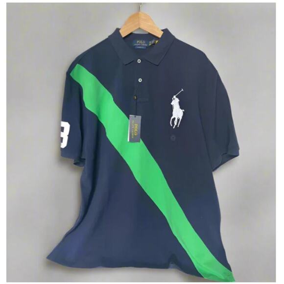 Polo by Ralph Lauren Other - Polo Ralph Lauren Big Pony Mesh Colorblock Shirt Blue Green Slim Fit XXL